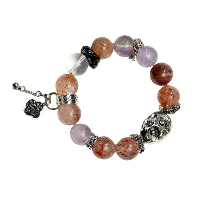 全年红 新中式花朵吊坠个性#好运 超七 手串 女款