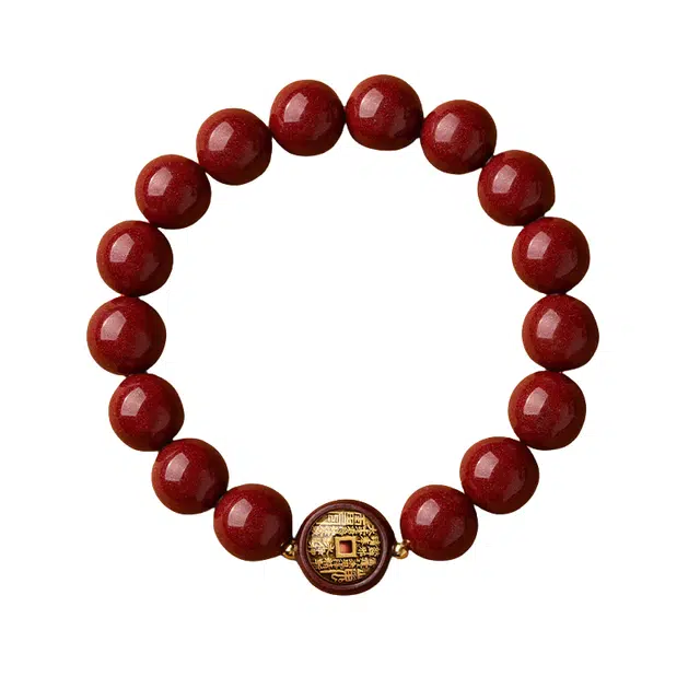 茂琼 简约 精品山鬼花钱道家饰品圆珠单圈紫金砂小众百搭高级感#好运 朱砂 手串 男女同款情侣款