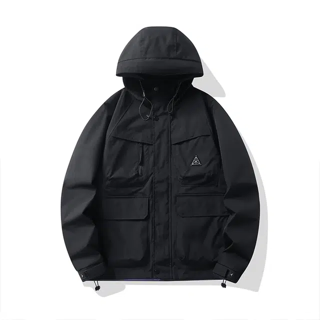 希越 冲锋衣男春季日系潮牌双面穿连帽外套男士春秋款潮流拼接工装夹克 男款