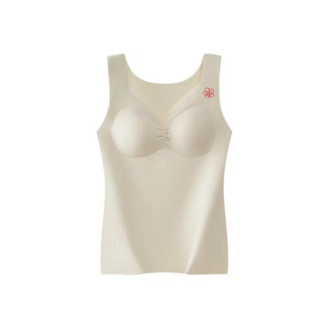 加菲猫家族 无痕秋冬双面磨毛内搭贴身自带可拆卸胸垫女修身舒适保暖背心 女款