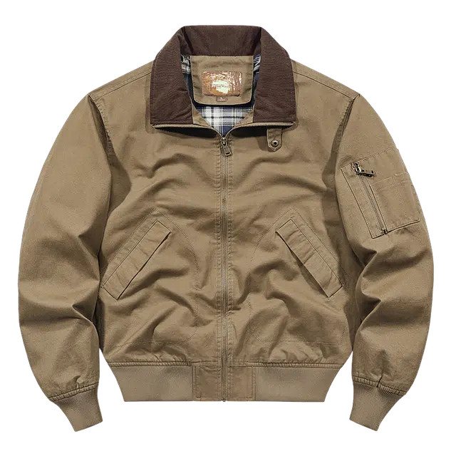 一碗士多 撞色翻领多口袋美式复古工装服简约休闲百搭潮流飞行员外套多拉链时尚高街通勤日常夹克 男女同款