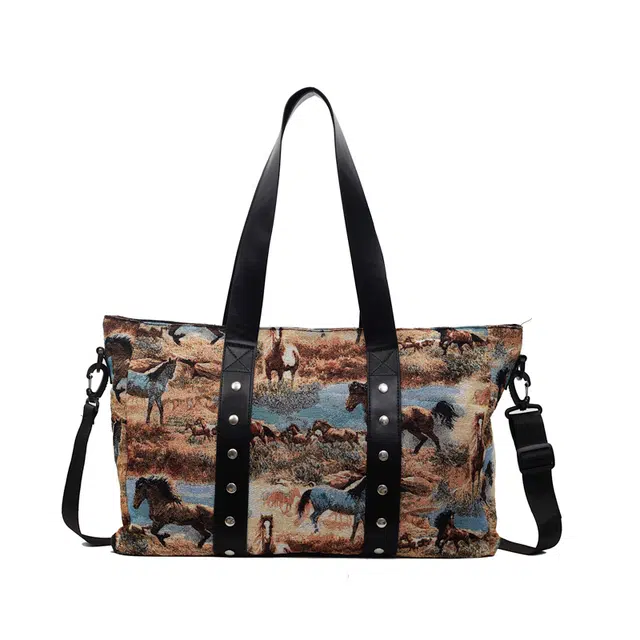 尊梵 高颜值时尚精致大容量外出时尚托特大容量 尼龙 单肩包 男女同款情侣款 黑色/咖啡色