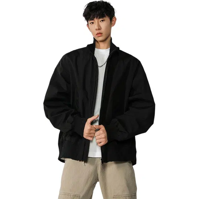 地界二 痞帅百搭宽松工装飞行夹克外套 男款
