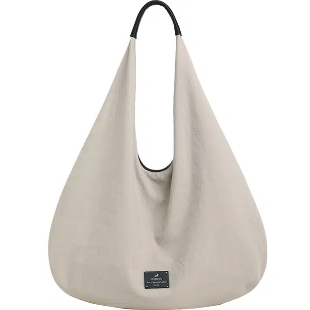 妙迪 通勤系列时尚潮流百搭纯色高级双面豹纹可用一包两背超轻便柔软大容量腋下三角托特包 织物 单肩包 常规 女款 椰青灰