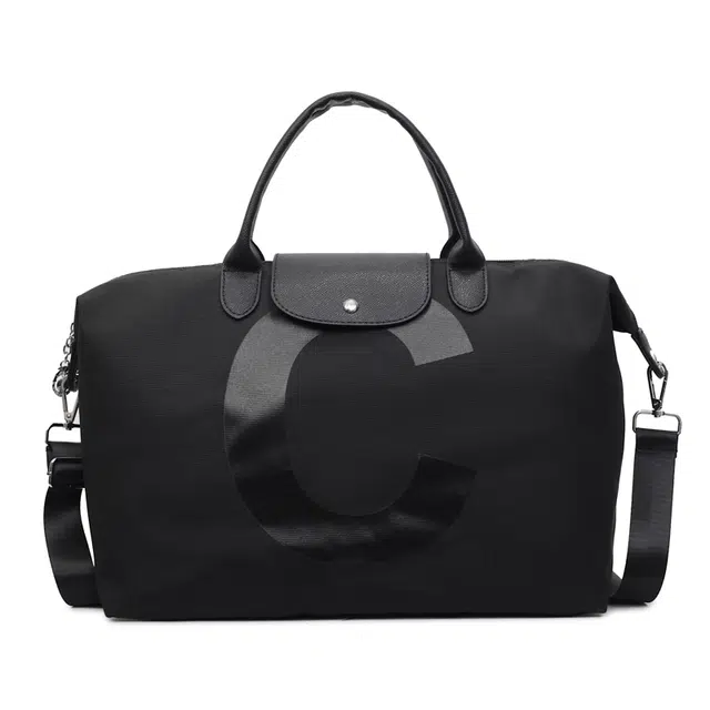 尊梵 轻便收纳时尚潮流百搭 尼龙 旅行包 男女同款情侣款 黑色/卡其