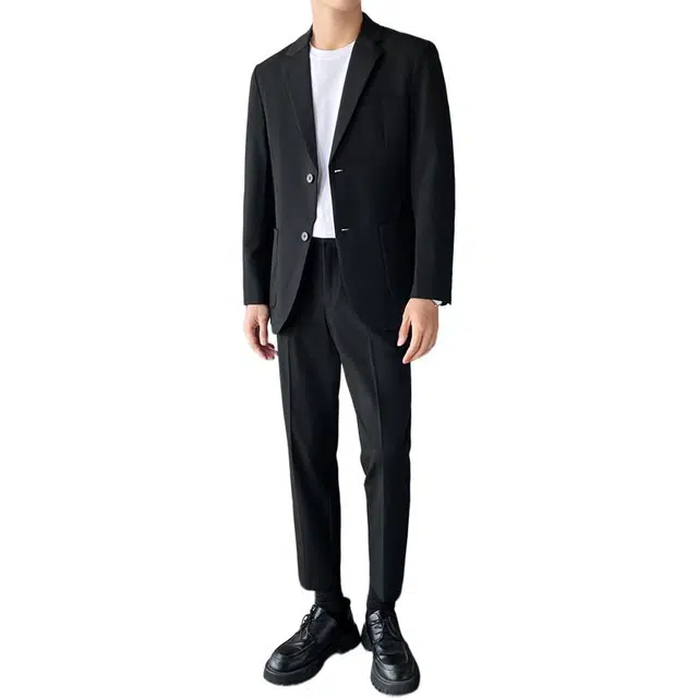 空白町 轻商务休闲系列经典日系简约毕业典礼上班族职场通勤绅士婚礼庆典高级感基础款九分裤大口袋宽松百搭弹力易打理西装套装 男女同款