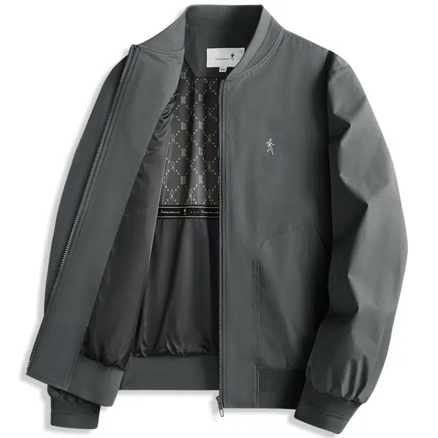 与狼共舞 工装轻商务休闲极简风抗皱防风精致内里行政通勤纯色百搭棒球领夹克外套 男款