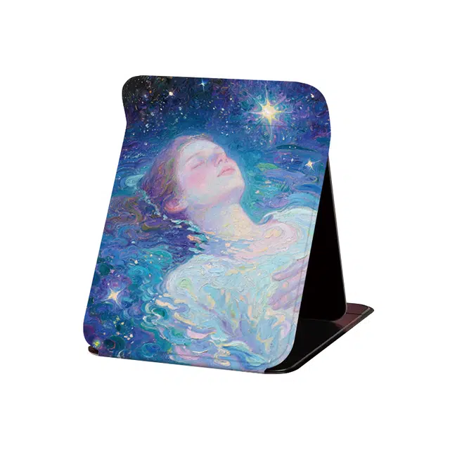 饰田原创沉睡星空 折叠小镜子学生宿舍专用梳妆镜女随身便携台式家用桌面可立化妆镜