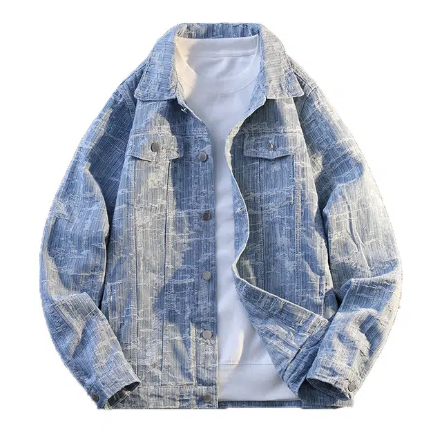 百胜狐男士春秋美式复古宽松休闲牛仔外套 男女同款