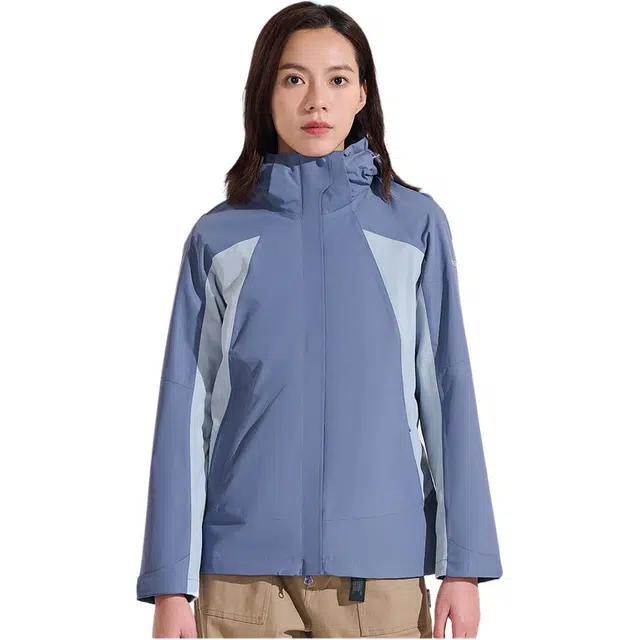 探路者  户外休闲 防水防风保暖 透气耐磨 可拆卸防风帽 两件套  冲锋衣 女款