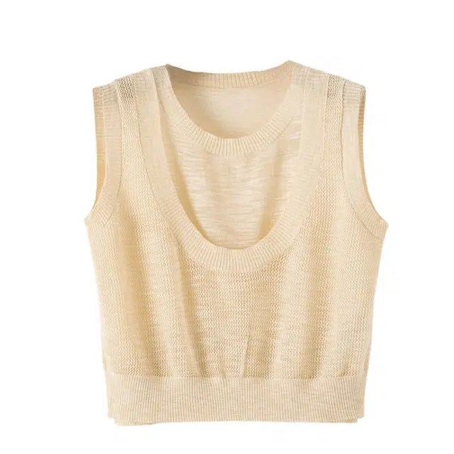 晚白  假两件轻薄透气修身版型通勤减龄针织衫 女款