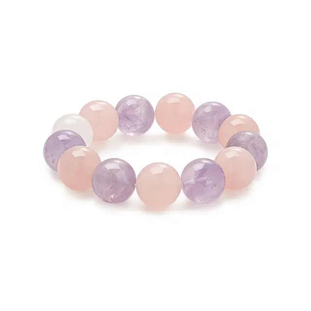 【莹润灵动】 老庙 大颗粒薰衣草白幽灵 森系甜美 日常通勤百搭 礼盒#好运天然 粉水晶 手串 女款