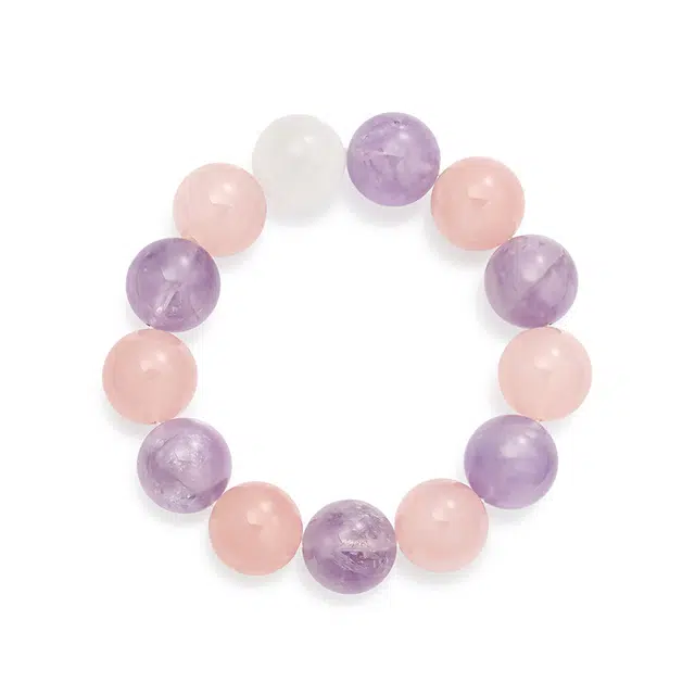 【莹润灵动】 老庙 大颗粒薰衣草白幽灵 森系甜美 日常通勤百搭 礼盒#好运天然 粉水晶 手串 女款