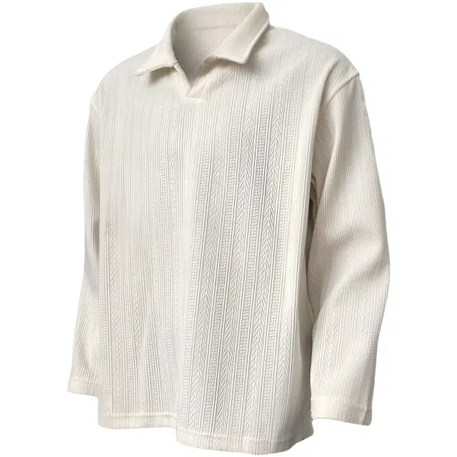 半空山 美式复古高街纯色基础款老钱风梭织麦穗肌理免烫抗皱通勤单品针织衫 男女同款