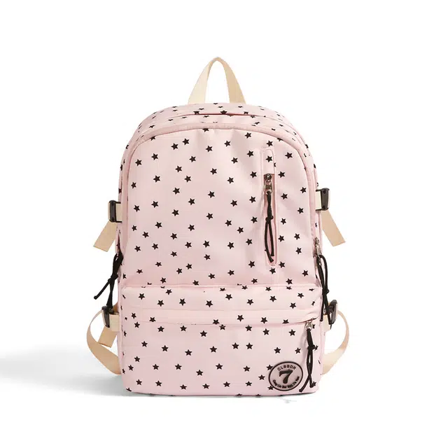 尊梵 书包初中女生高中生波点印花大小款旅游轻便背包 尼龙 双肩包 男女同款情侣款 多色