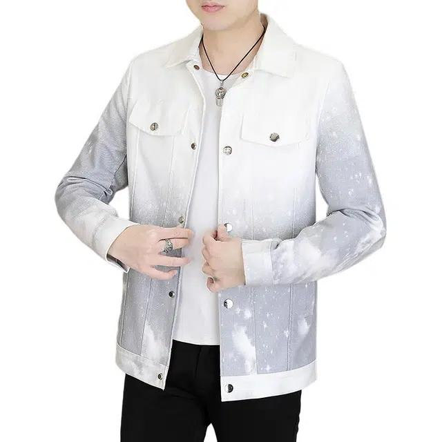 太子龍 水洗渐变印花工艺时尚百搭休闲上衣牛仔外套 男款