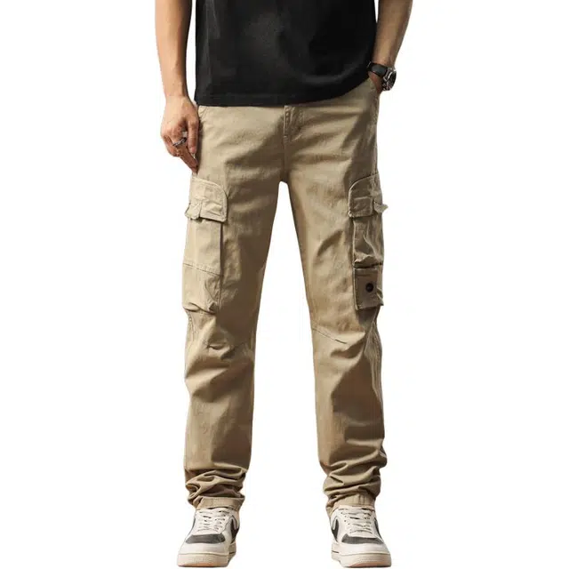 么宁 美式复古多口袋工装裤舒适百搭宽松直筒裤潮流时尚个性痞帅休闲裤 男女同款