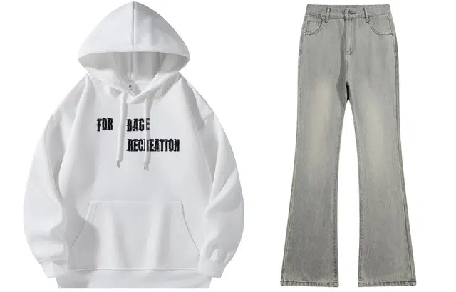 八哥 美式字母复古卫衣长裤宽松舒适百搭简约垂感休闲运动套装 男女同款