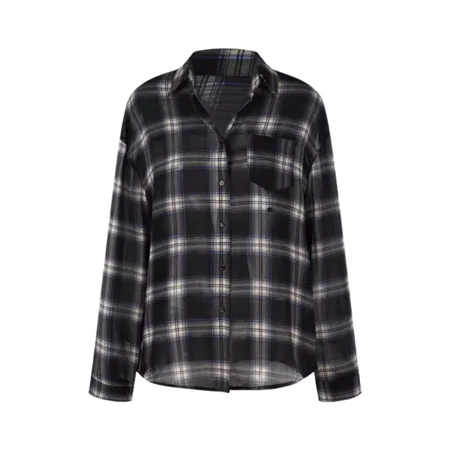 敲模女孩 学院风复古格纹宽松轻薄外套衬衫 女款