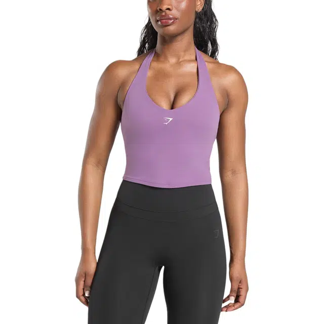 GYMSHARK Halter Neck Cami with Shelf Logo