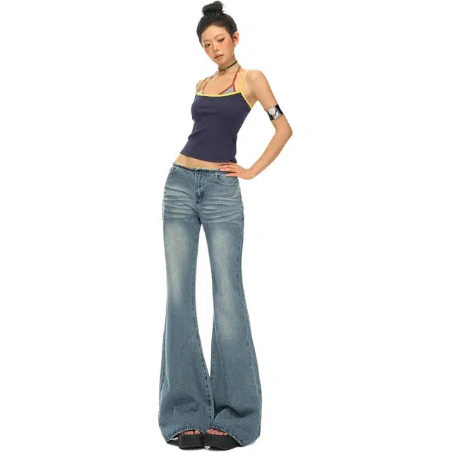 淑好百 低腰简约通勤舒适时尚百搭牛仔裤 女款