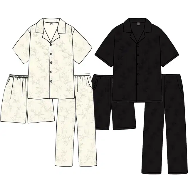 顶瓜瓜 夏季情侣清晰简约叶子印花家居服睡衣套装 男女同款