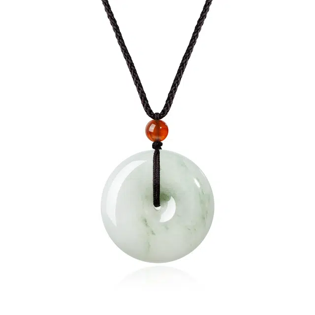 【喜乐顺遂】 央创时尚 中国黄金 圆满平安扣吊坠 新中式国潮小众设计 简约百搭通勤#好运 天山翠 项链 女款