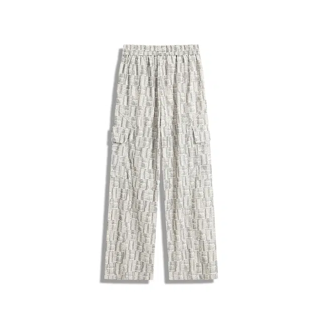 欧路得 复古格纹运动卫裤男秋季潮牌工装阔腿拖地长裤美式高街直筒休闲裤 男款