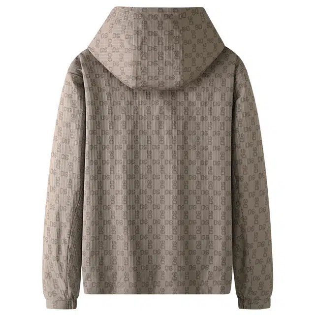 与狼共舞 潮流高街风时尚满身印花休闲户外百搭抗皱防风连帽夹克外套 男款 卡其