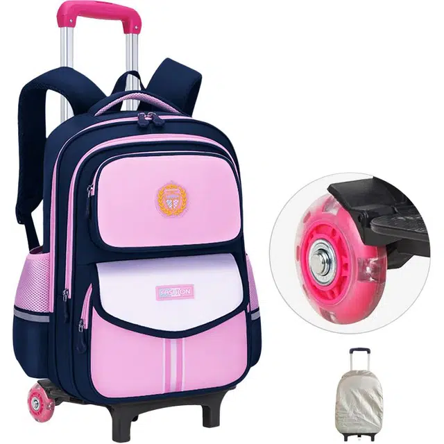 芭菲尼 小学生拉杆书包一二三到六年级男女儿童大容量减负双肩背包 牛津 双肩包 粉色/红色/绿色/宝蓝色