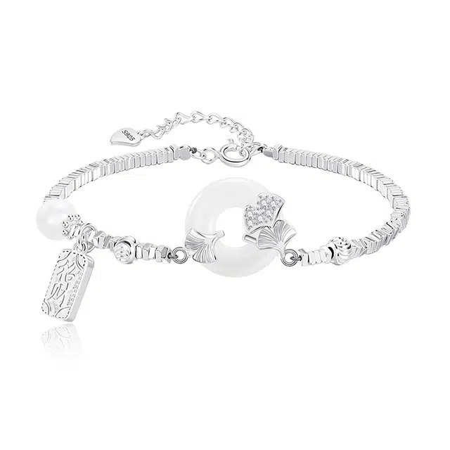 匆匆那年 因为有你 三生有幸 轻奢小众设计 银杏碎银设计 个性精致时尚百搭#好运 玉髓 手链 女款