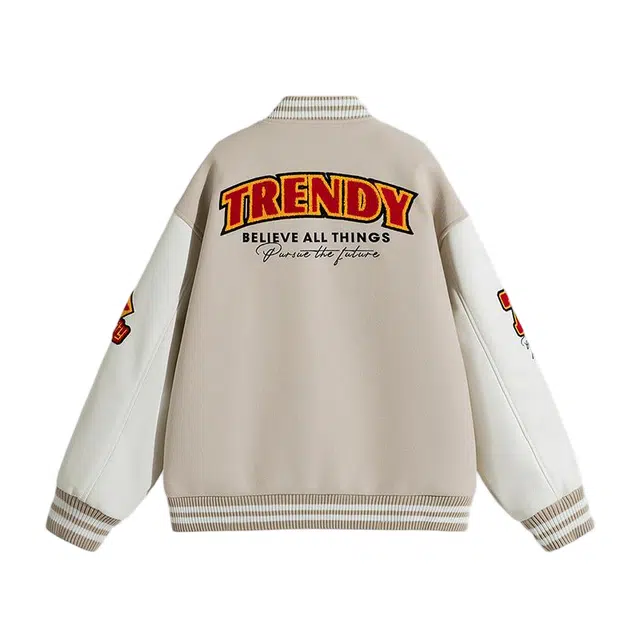 棉基因  美式高街字母刺绣宽松简约飞行员夹克休闲百搭棒球服 男女同款