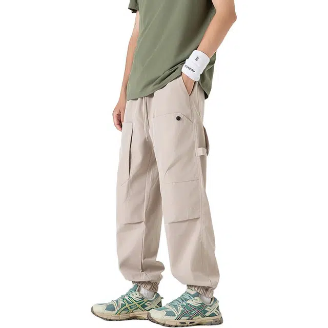 么宁 宽松束脚裤潮流时尚简约百搭舒适透气工装裤个性痞帅户外日常运动休闲裤 男女同款