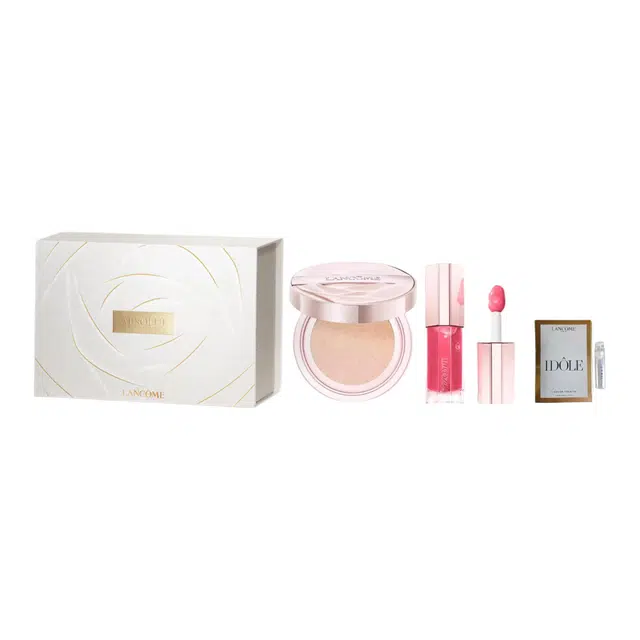 兰蔻 气垫唇蜜彩妆礼盒 服帖不卡粉控油遮瑕 三件套