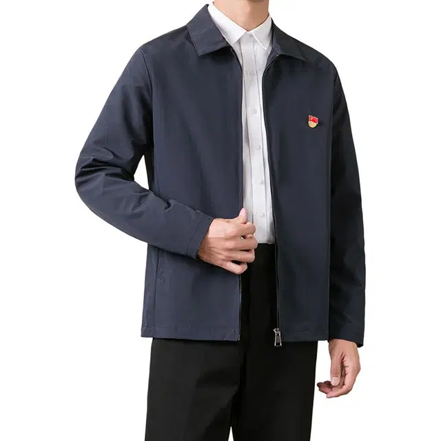 袋鼠 正肩翻领成熟稳重防风行政年轻人公务员商务上衣外套夹克 男女同款