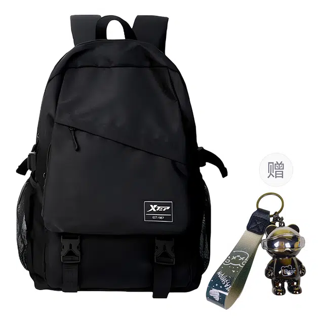 特步 大容量旅行初中高中大学生上课通勤轻便防泼水 织物 电脑包双肩包 常规 男女同款情侣款 白色