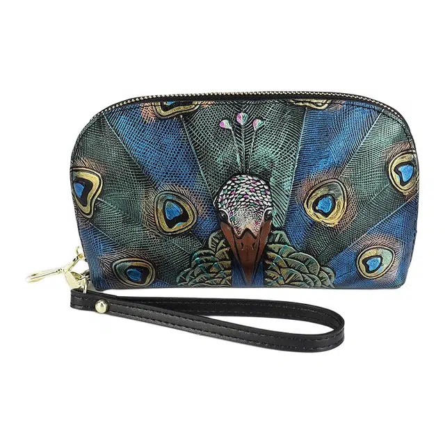 掐尖 民族风创意彩绘精致高级感 牛皮 手拿包 女款 孔雀