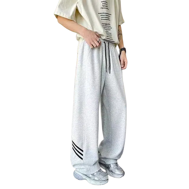 一碗士多 三杠抽绳重磅束脚潮流垂感日常百搭卫裤美式高街日系慵懒风氛围感穿搭运动裤宽松显瘦显高休闲裤 男女同款