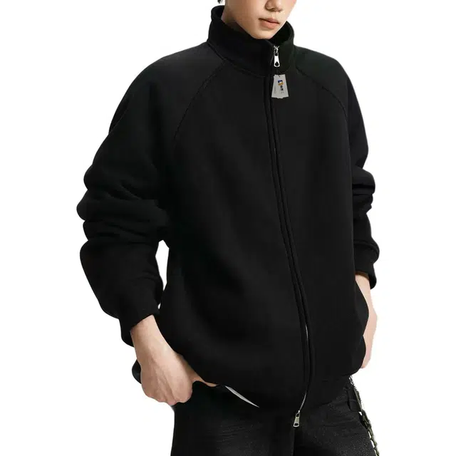 地界二 美式纯色立领开衫运动卫衣男街头潮牌休闲宽松百搭美式纯色立领散口袖宽松型潮夹克 男款