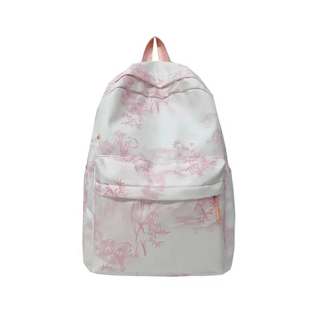 蔻蒂熊 书包女大学生百搭日系初中生国风旅行背包个性设计轻便实用 涤纶 双肩包 常规 青少年 黑色/绿色/蓝色/粉色