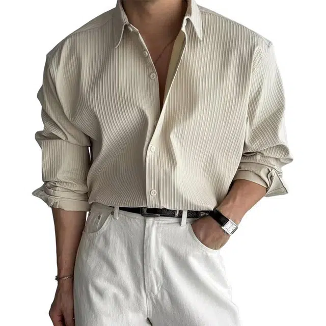 一碗士多 韩系简约高级感长袖休闲百搭通勤上衣衬衫 男女同款