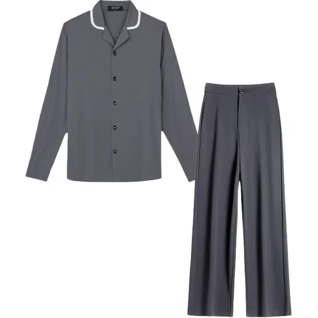 潞优野 莫代尔凉感透气长袖长裤宽松大码可外穿家居服睡衣套装 男款