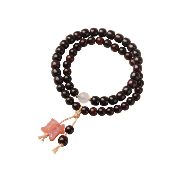 芳缘小傅 文玩佛珠小众简约国风国潮招财纳福考试上岸藏式老型桶珠转运财字 #好运 紫檀属 木作手串 女款