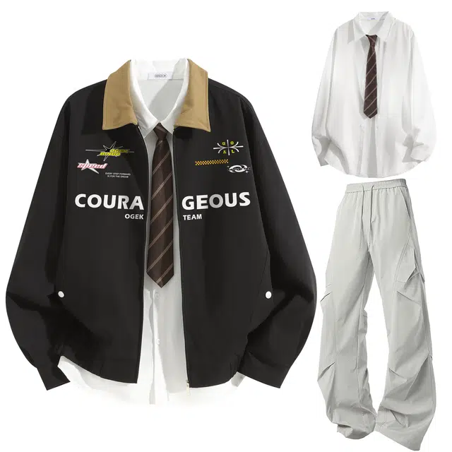 OGEK Vintage Letter Print Jacket