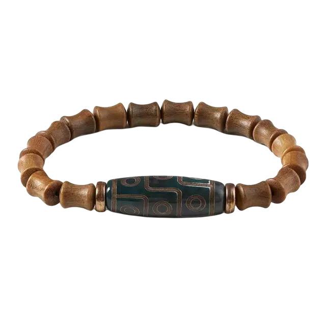 【招财纳福】 色菲尔 藏式九眼天珠 新中式民族风吉祥如意平安顺遂上岸小众轻奢高级感本命年时尚学生百搭#好运 绿檀 手串 男女同款情侣款