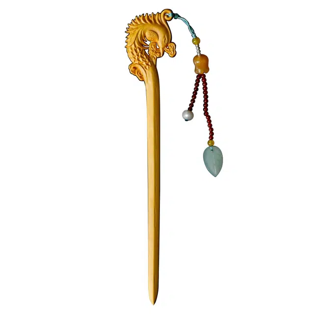 芳缘小傅 招财纳福复古国风高品质高档长发专用养发防静电家用大号加厚 #好运 黄杨木 发簪 女款