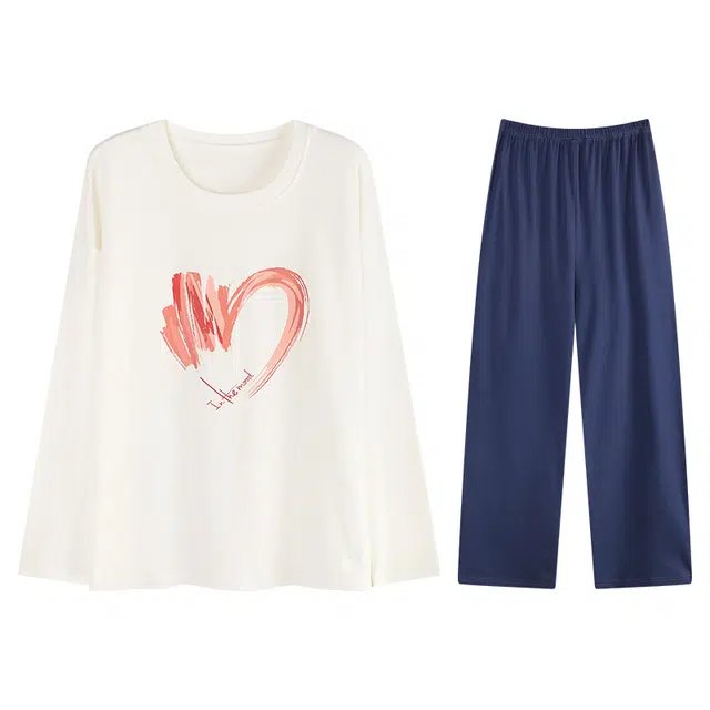 兰缪 春夏秋季女士纯棉长袖长裤高级感休闲可外穿家居服睡衣套装 女款