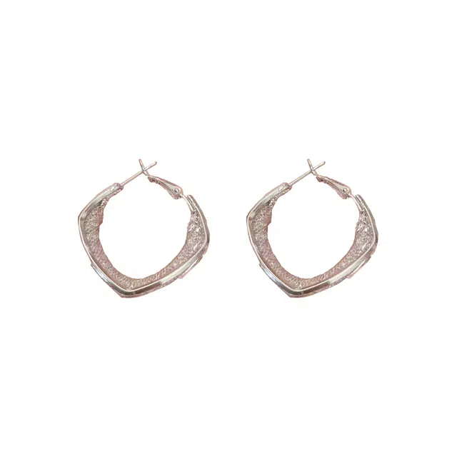 澜耀 银棱钻影 个性满钻耳圈  设计感气质 铜合金 耳环 女款