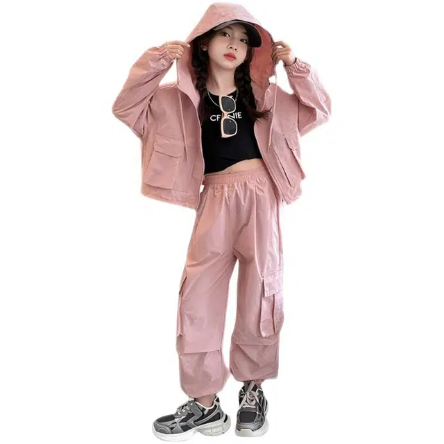 木木兔休闲运动套装 青春潮流时尚女大童秋季工装风个性女孩两件套 宽松百搭舒适潮酷时髦洋气 青少年