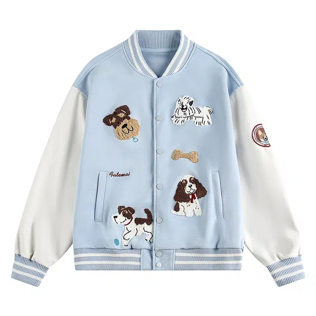柏黛妃 实拍卡通趣味初高中生美式秋季宽松百搭休闲外套棒球服 女款